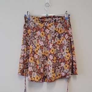 Altar'd State Floral Mini Skirt - Pink, Yellow, Brown
